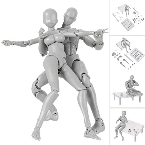 Differeye Action Figures Drawing Mannequin Movable Gestures Joints Body Kun Chan Model for Sketching,Painting(Male+Female)