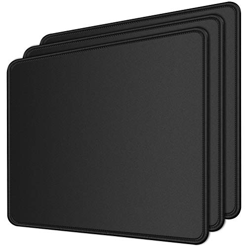 MROCO Mouse Pad Pack [30% Larger] with Non-Slip Rubber Base, Premium-Textured & Waterproof Mousepads Bulk with Stitched Edges, Mouse Pads for Computers, Laptop, Office & Home, 8.5x11 in, 3 Pack, Black