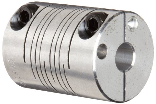 Ruland PCR16-6-6-A Clamping Beam Coupling, Polished Aluminum, Inch, 3/8' Bore A Diameter, 3/8' Bore B Diameter, 1' OD, 1-1/4' Length, 30 lb-in Nominal Torque