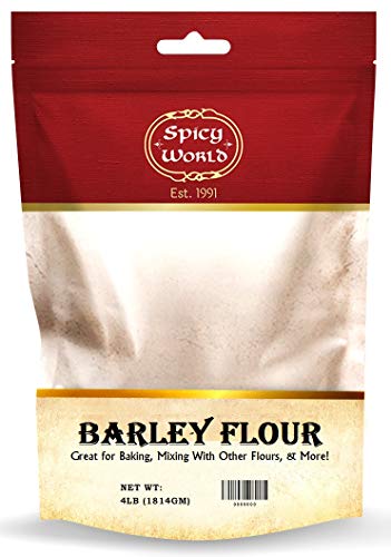 Spicy World Barley Flour 4 Pound Bag (64oz) - All Natural, Raw, USA Grown