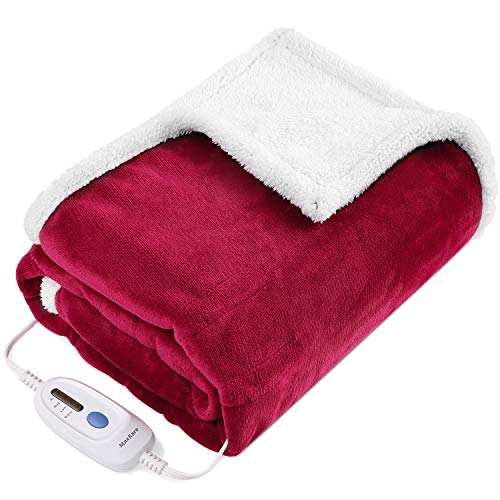 Electric Blanket Heated Throw Fast Heating Blanket Flannel & Sherpa Reversible 50' x 60' with 3 Hours Auto Off & 4 Temperature Settings, ETL Certification, Bed Sofa Use & Machine Washable