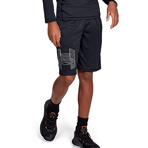 Under Armour Boys' Prototype Logo Shorts , Black (003)/Pitch Gray , Youth Large