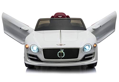 Rock Wheels Licensed Bentley EXP12 Kids Ride on Toy Car, 12V Battery Powered Children Electric 4 Wheels w/ Parent Remote Control, Foot Pedal, 2 Speeds, Music, Aux, LED Headlights (White)