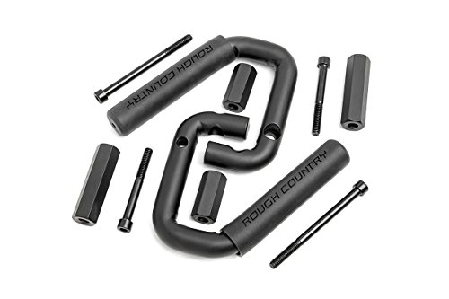 Rough Country Black Steel Front Grab Handles Compatible w/ 2007-2018 Jeep Wrangler JK 7/8' Steel Rubber Grips 6501