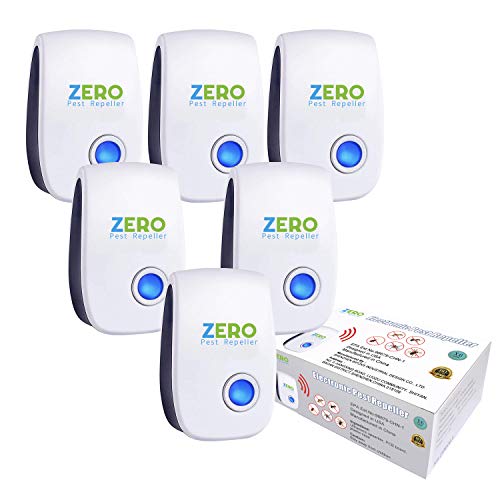 ZERO PEST REPELLER Ultrasonic New Pest Control Set of 6-Packs Electronic Plug in Repellent Indoor for Flea, Insects, Mosquitoes