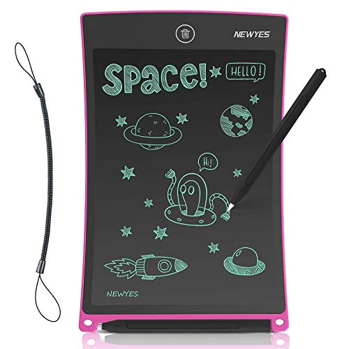 NEWYES 8.5 Inches LCD Writing Tablet with Lock Function Office Whiteboard Bulletin Board Kitchen Memo Notice Fridge Board Magnetic Daily Planner Gifts for Kids (Pink+Lanyard)