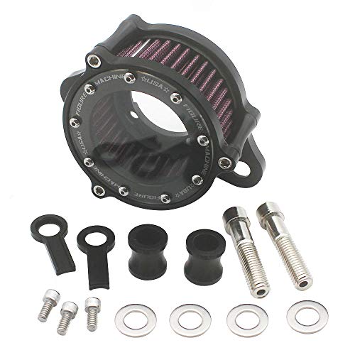 KIPA Air Cleaner Intake Filter System Kit For Harley Davidson Sportster XL883 XL883N XL883R XL883P XL1200 XL1200L XL1200X Iron 883 Forty Eight XL1200X 2004-2016 Billet Aluminum CNC Machined Washable