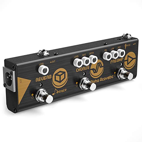 Donner Multi Effect Pedal Chain Alpha Acoustic 3 Guitar Effect Modes Acoustic Preamp, Chorus and Hall Reverb