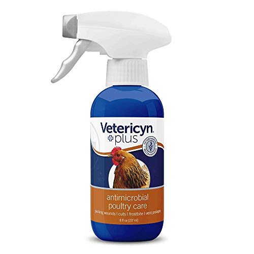 Vetericyn Plus Antimicrobial Poultry Care. Spray to Clean Pecking Wounds, Cuts, Frostbite and Sores on Chickens and Other Bird Species. Offers Non-Toxic Relief Without Stinging or Burning. (8 oz)