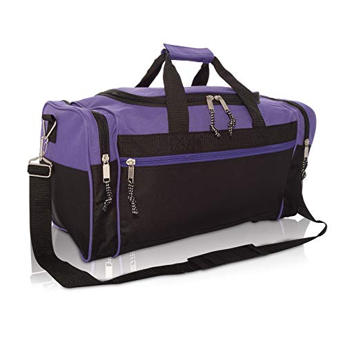 DALIX 19' Blank Sports Duffle Bag Gym Bag Travel Duffel with Adjustable Strap in Purple