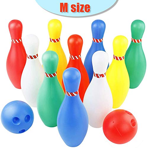 Fajiabao Bowling Set for Kids with 2 Balls Colorful Balls Indoor Outdoor Games Family Fun Activities Birthday Gift Educational Learning Toys Preschool Boys Girls Toddlers Children 3 4 5 6 Years Old