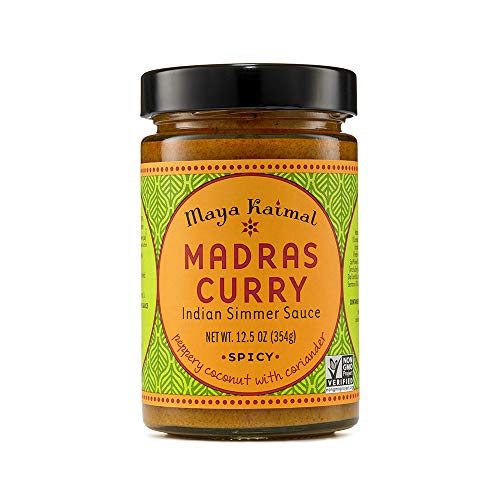 Maya Kaimal Madras Curry Sauce, 12.5 oz, Spicy Indian Simmer Sauce with Peppery Coconut and Coriander. Vegan, Gluten Free, Non-GMO Project Verified, Vegetarian