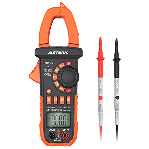 Meterk Digital Clamp Meter Multimeter 4000 Counts Auto-ranging Multimeter AC/DC Voltage&Current Tester with Resistance, Capacitance, Frequency, Diode, Hz Test, Non-contact Voltage Detect