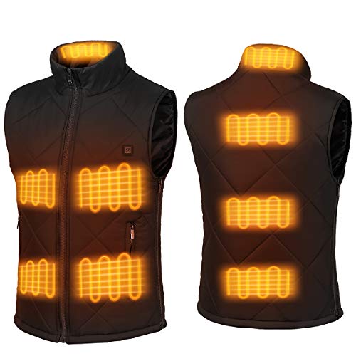FERNIDA Electric Heated Vest Size Adjustable USB Charging Body Warmer Thermal Heating Vest Jacket(Battery Not Included) (Black, XX-Large)