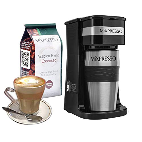 Ultimate 2-In-1 Single Cup Coffee Maker & 14oz Travel Mug Combo | Portable & Lightweight Personal Drip Coffee Brewer & Tumbler Advanced Auto Shut Off Function & Reusable Eco-Friendly Filter