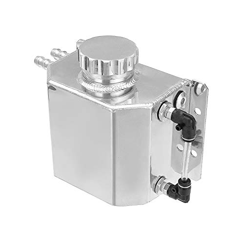 Hwbnde Coolant Overflow Tank Bottle Recovery Reservoir Aluminum JDM Container Universal 1L Water Radiator - Silver