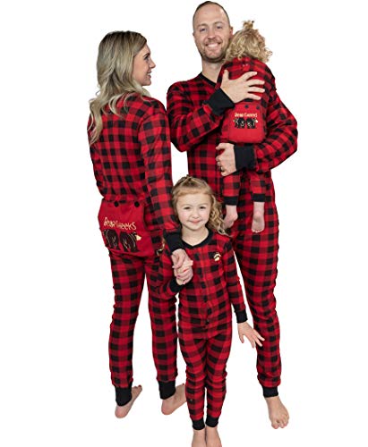 Lazy One Flapjacks, Matching Pajamas for The Dog, Baby & Kids, Teens, and Adults (Plaid Bear Cheeks, 3T)