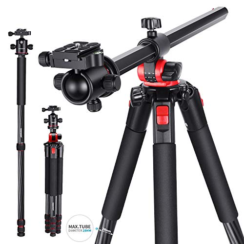 Neewer Camera Tripod Monopod Carbon Fiber with Rotatable Center Column - Portable Lightweight, 72.4 inches/184 Centimeters, 360 Degree Ball Head for DSLR Camera Camcorder up to 33 pounds