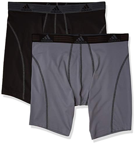 adidas Men's Sport Performance Midway Underwear (2-Pack), Black/Thunder Thunder/Black, LARGE