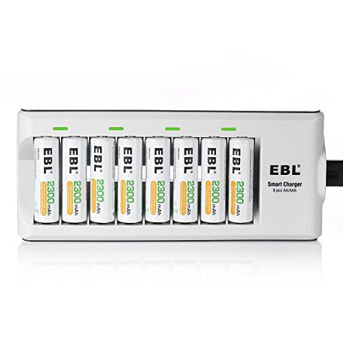 EBL Rechargeable AA Batteries 2300mAh Long Lasting Battery (8 Counts) with Battery Charger for AA AAA Batteries