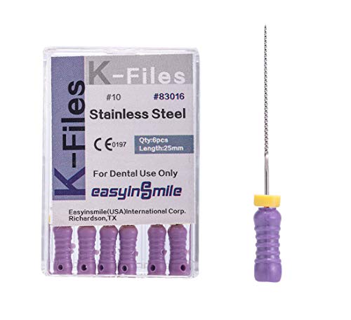 Easyinsmile Dental Endo Root Canal Hand Use File K-FILES Stainless Steel 25MM 1 Pack (#10)