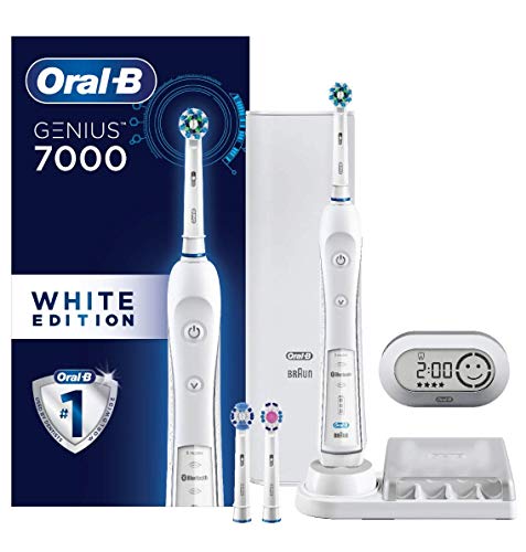 Oral-B 7000 SmartSeries Rechargeable Power Electric Toothbrush with Bluetooth Connectivity and Travel Case, White