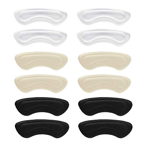 6 Pairs Heel Cushion Pads - Reusable Soft Shoe Pads & Self-Adhesive Foot Care Protector Grips Liners Loose Shoes - Heel Pain Relief Bunion Callus Blisters