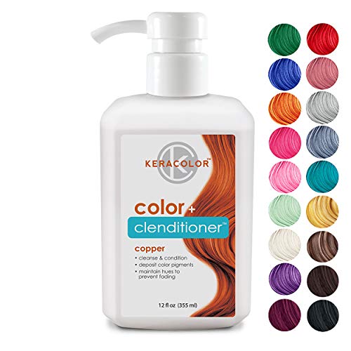 Keracolor Clenditioner Color Depositing Conditioner - Hair Glaze Colorwash, Copper, 12 Fl Oz