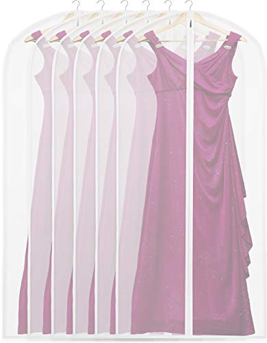 6 Pack - SimpleHouseware 60-Inch Translucent Garment Bags with Zipper for Suits, Dresses, Costumes, Uniforms