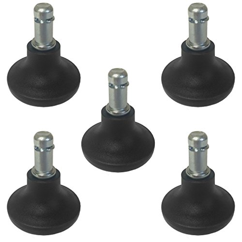 MySit Bell Glides Replacement, 7/16'x7/8'(11x22mm) Stem,Changing Movable Office Chair Swivel Caster Wheels to Fixed Stationary Castors, Short Profile Black (5pcs BellGlide_Short2)