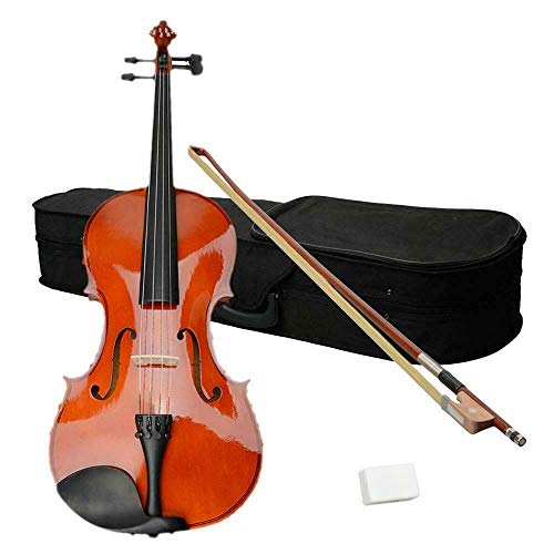 SMLTH Quality Natural Color 16' Inch Acoustic Viola + Case + Bow + Rosin for Adults