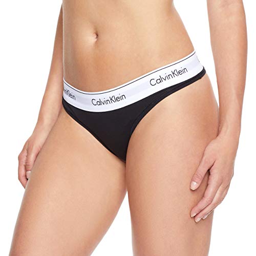Calvin Klein Women's Modern Cotton Thong Panty, Black, Medium