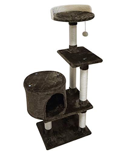 FISH&NAP US06KF Cat Tree Cat Tower Cat Condo Sisal Scratching Posts with Jump Platform Cat Furniture Activity Center Play House Coffee