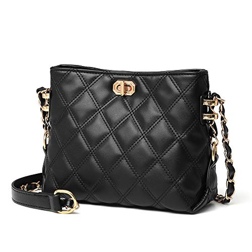 Small Crossbody Bags for Women Purses Fashion Leather Lightweight Handbags Shoulder Bag(Black)