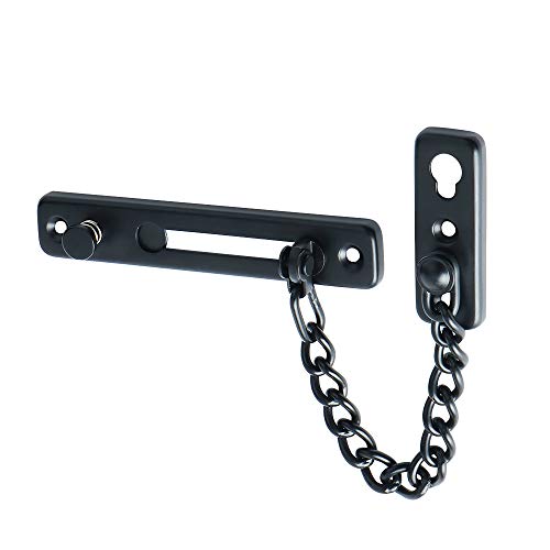 Alise FD9000-B Stainless Steel Chain Door Guard with Spring Anti-Theft Press Lock,Matte Black