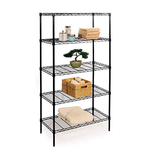 Seville Classics 5-Tier Black Epoxy Steel Wire Shelving, 30' W x 14' D x 60' H