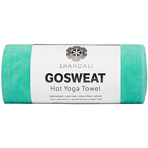 SHANDALI Hot Yoga Towel - Suede - 100% Microfiber, Super Absorbent, Bikram Yoga Towel - Exercise, Fitness, Pilates, and Yoga Gear. Teal 26.5' x 72'