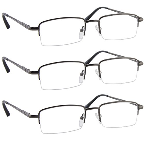 Reading Glasses _Gunmetal for Men and Women _ Have a Stylish Look and Crystal Clear Vision When You Need It! _ Comfort Spring Arms & Dura-Tight Screws _ 100% Guarantee +2.50