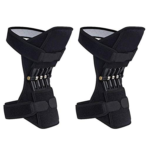 Breathable Joint Support Knee Pads Recovery Brace - Non-Slip Pain Relief Knee Lift Leg Band - Protective Sports Knee Stabilizer Pads Rebound Spring Force Knee Power Enhancer Booster (deep black)