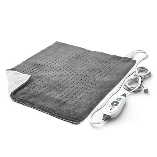 Pure Enrichment PureRelief XXL (20'x24') Electric Heating Pad for Back Pain and Cramps - Ultra-Soft with 6 Temperature Settings, Auto Shut-Off, and Moist Heat (Charcoal Gray)