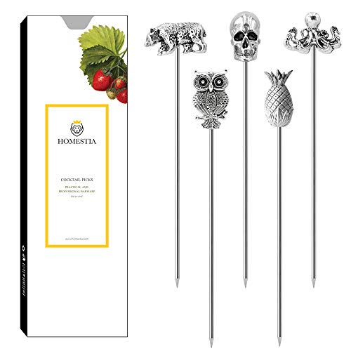 Cocktail Picks Stainless Steel Martini Picks Reusable Olive Picks Garnish Skewer Fruit Toothpicks