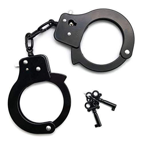 SYOSIN Toy Metal Handcuffs with Role Play Party Supplies Cosplay Costume Accessory Pretend Play Hand Cuffs for Kids (Black)