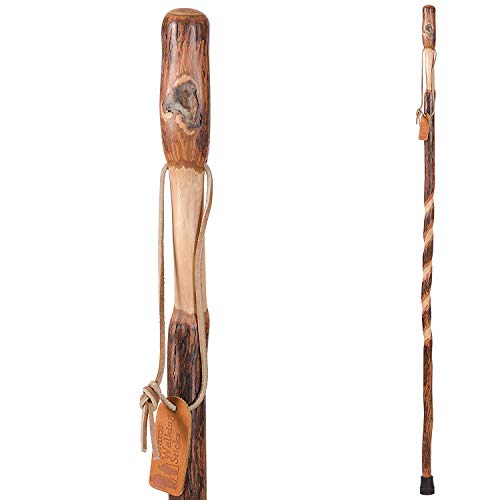 Brazos Trekking Pole Hiking Stick for Men and Women Handcrafted of Lightweight Wood and Made in the USA, Hickory, 48 Inches