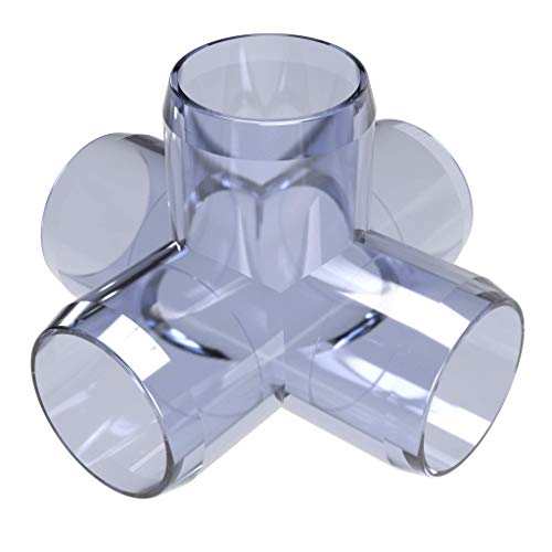 FORMUFIT F0125WC-UV 5-Way Cross PVC Fitting, Furniture Grade, 1/2' Size, Clear