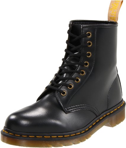 Dr. Martens Vegan 1460 Smooth Black Combat Boot, Fleix Rub, 6 UK/US Men's 7 Women's 8 D US