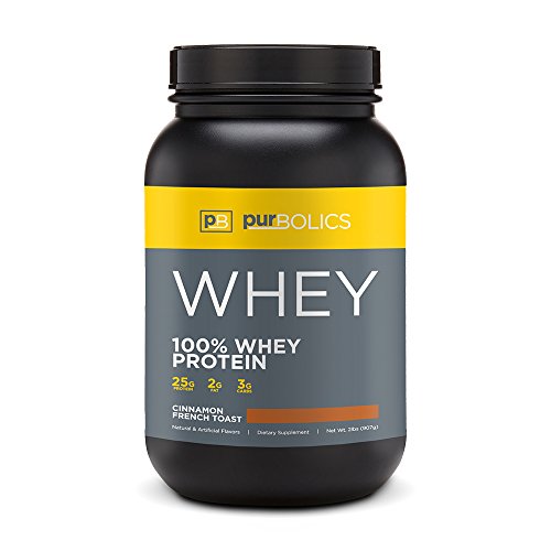 Purbolics Protein | 100% Whey Protein | Build Lean Muscle & Improve Recovery | 25g Protein | 28 Servings (Cinnamon French Toast)