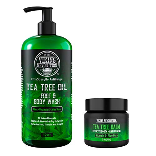 Antifungal Tea Tree Kit for Men - Tea Tree Oil Set with Body Wash & Antifungal Balm - Helps Athlete's Foot, Toenail Fungus, Jock Itch, Eczema, Ringworm & Body Odors - Extra Strength