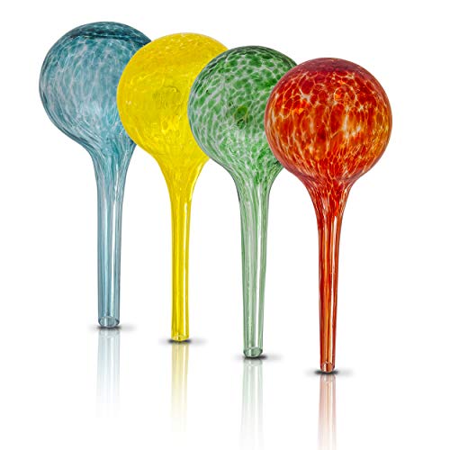 Besti Self Watering Globes for Plants (4-Pack) Waters Greenery Up to 2 Weeks Hands Free | Durable, Multicolored Glass Craftsmanship | Indoor and Outdoor Use