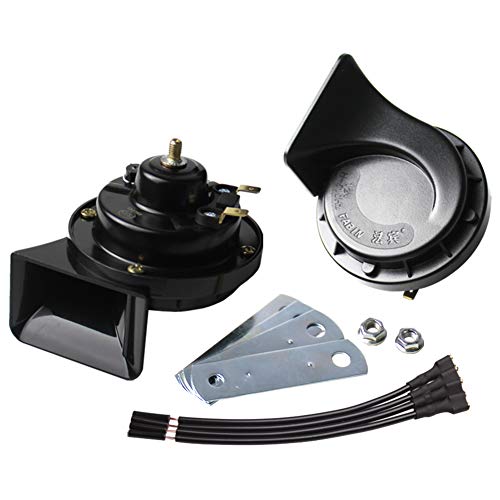 FARBIN Waterproof Auto Horn 12V Car Trumpet Loud Dual-Tone Electric Snail Horn Kit Universal for Any 12V Vehicles Black