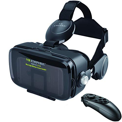 VR Headset Virtual Reality Headset 3D Glasses with 120°FOV, Anti-Blue-Light Lenses, Stereo Headset, for All Smartphones with Length Below 6.3 inch Such as iPhone, Samsung HTC HP LG etc. (V7.0 -BR)